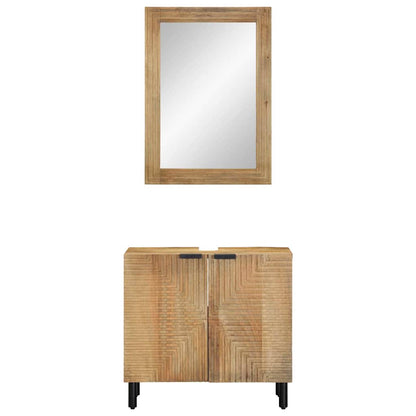 vidaXL 2 Piece Bathroom Furniture Set Brown Solid Wood Mango