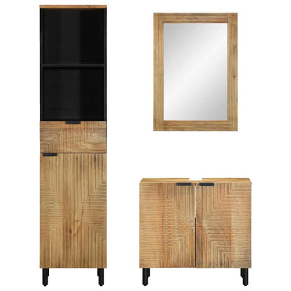 vidaXL 3 Piece Bathroom Furniture Set Brown Solid Wood Mango