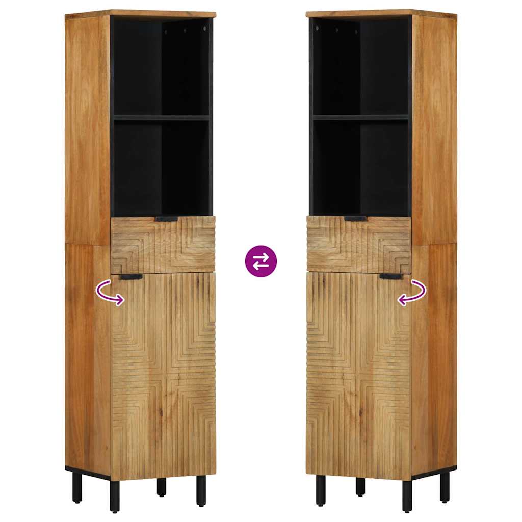 vidaXL 3 Piece Bathroom Furniture Set Brown Solid Wood Mango