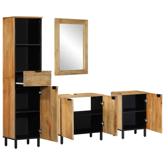 vidaXL 4 Piece Bathroom Furniture Set Brown Solid Wood Mango