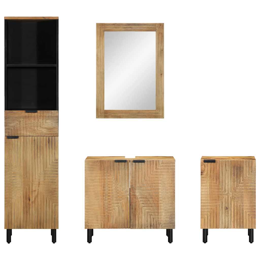 vidaXL 4 Piece Bathroom Furniture Set Brown Solid Wood Mango