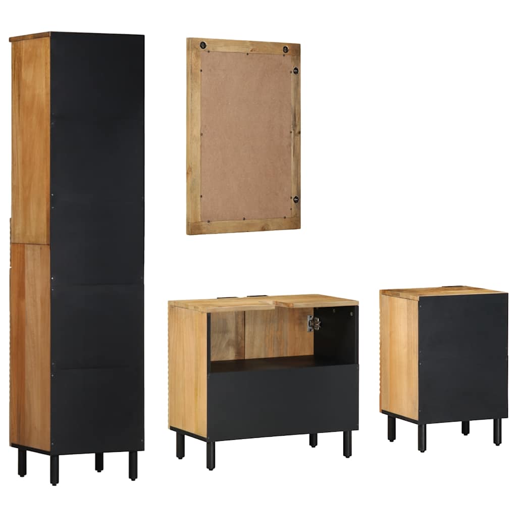 vidaXL 4 Piece Bathroom Furniture Set Brown Solid Wood Mango