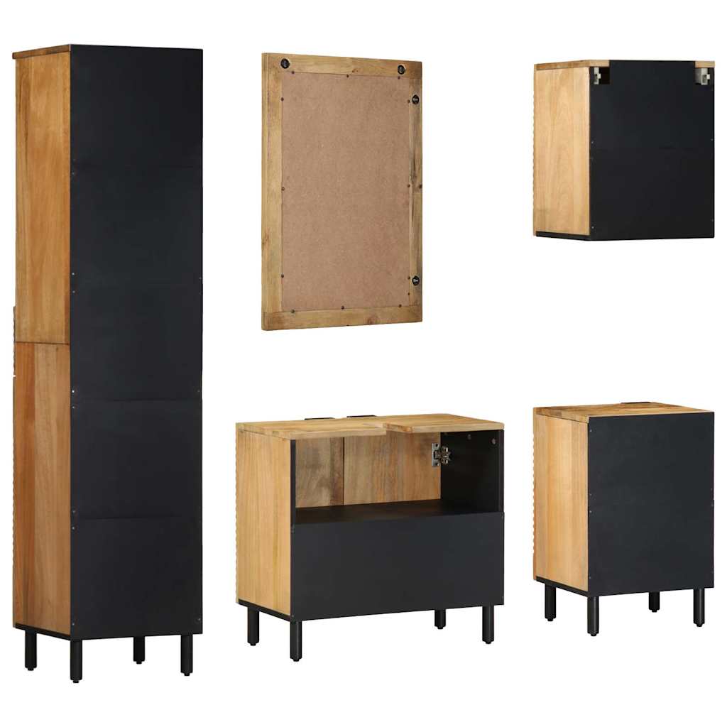 vidaXL 5 Piece Bathroom Furniture Set Brown Solid Wood Mango