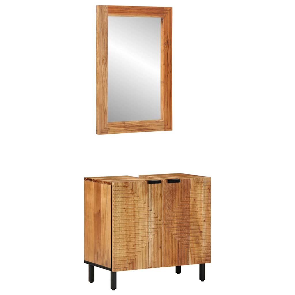 vidaXL Bathroom Cabinet Set 2 pcs Natural 62 x 33 x 58 cm