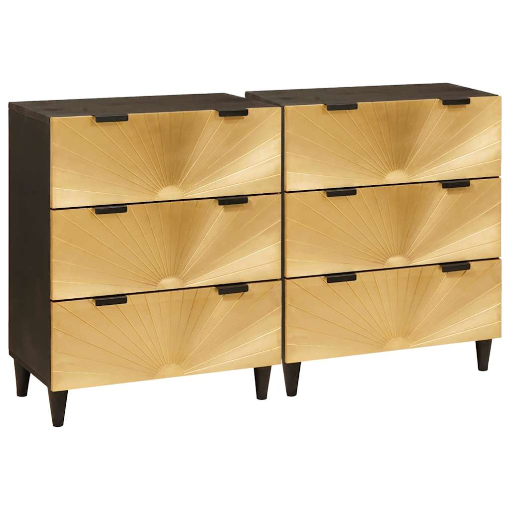 vidaXL Sideboard Set 2 pcs Black and Brass 120 x 33 x 75 cm