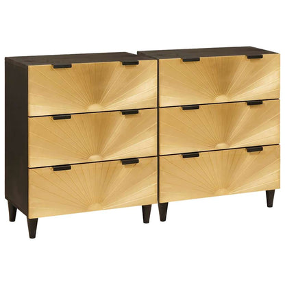 vidaXL Sideboard Set 2 pcs Black and Brass 120 x 33 x 75 cm