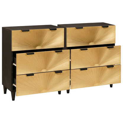 vidaXL Sideboard Set 2 pcs Black and Brass 120 x 33 x 75 cm