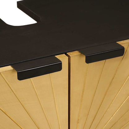 vidaXL Bathroom Cabinet Set 2 pcs Black and Brass Solid Mango Wood