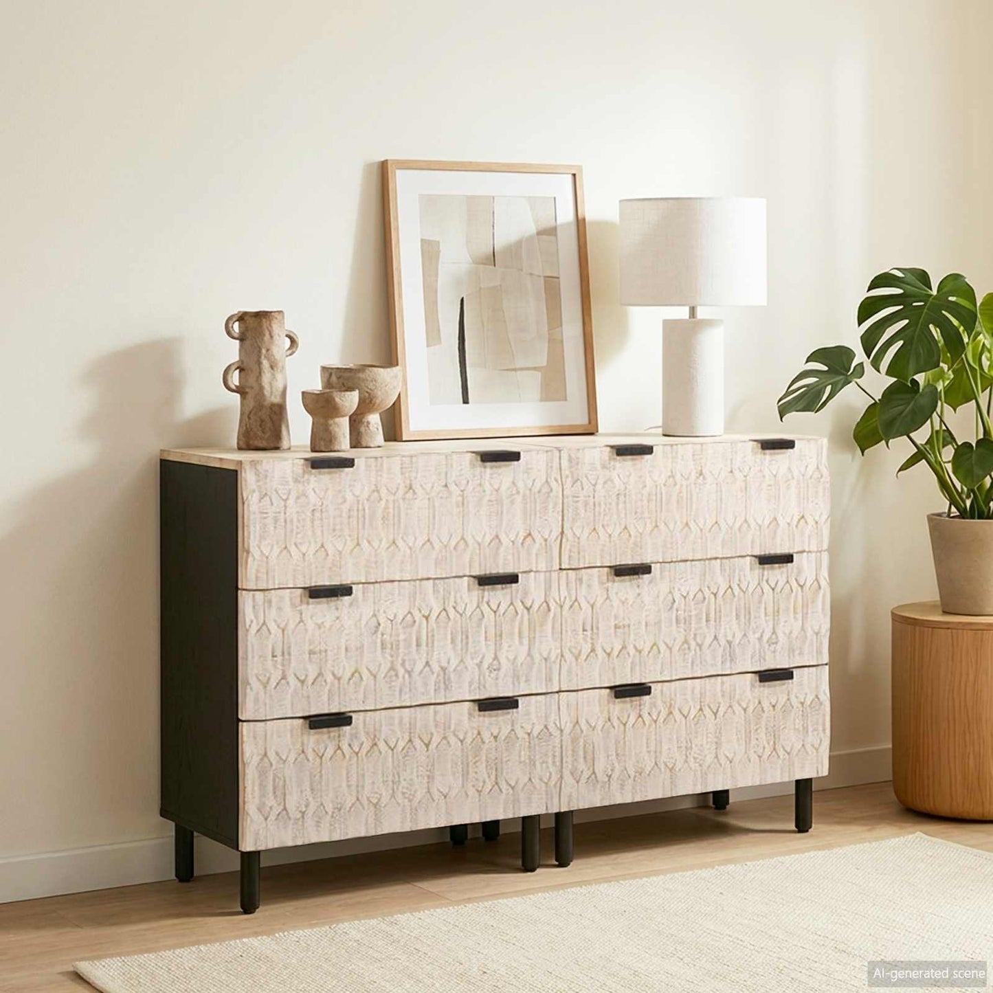 vidaXL Sideboard 2 pcs White Wash Finish 60 x 33 x 75 cm
