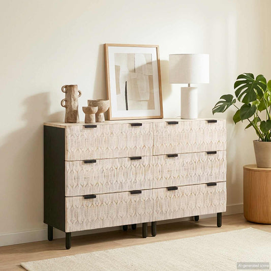 vidaXL Sideboard 2 pcs White Wash Finish 60 x 33 x 75 cm
