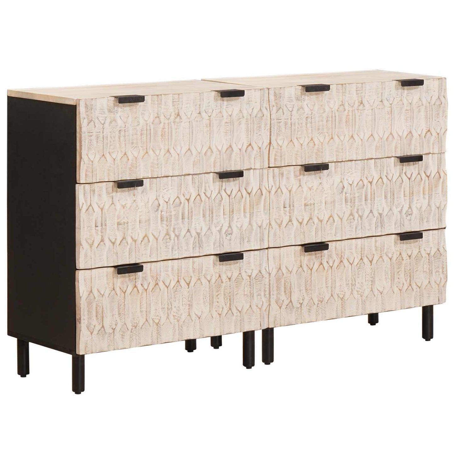 vidaXL Sideboard 2 pcs 60 x 33 x 75 cm Solid Mango Wood