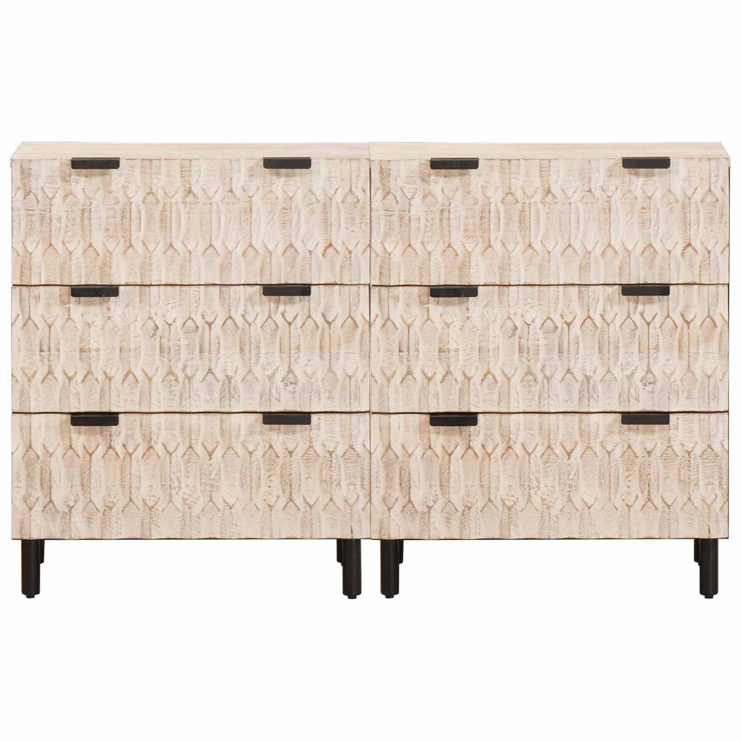 vidaXL Sideboard 2 pcs 60 x 33 x 75 cm Solid Mango Wood