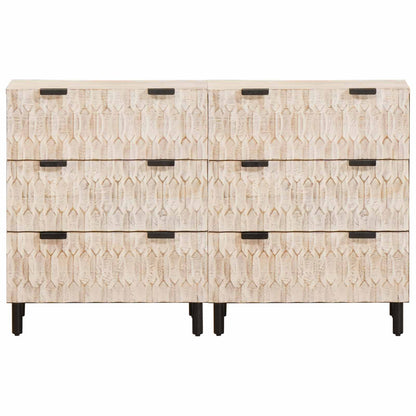 vidaXL Sideboard 2 pcs 60 x 33 x 75 cm Solid Mango Wood