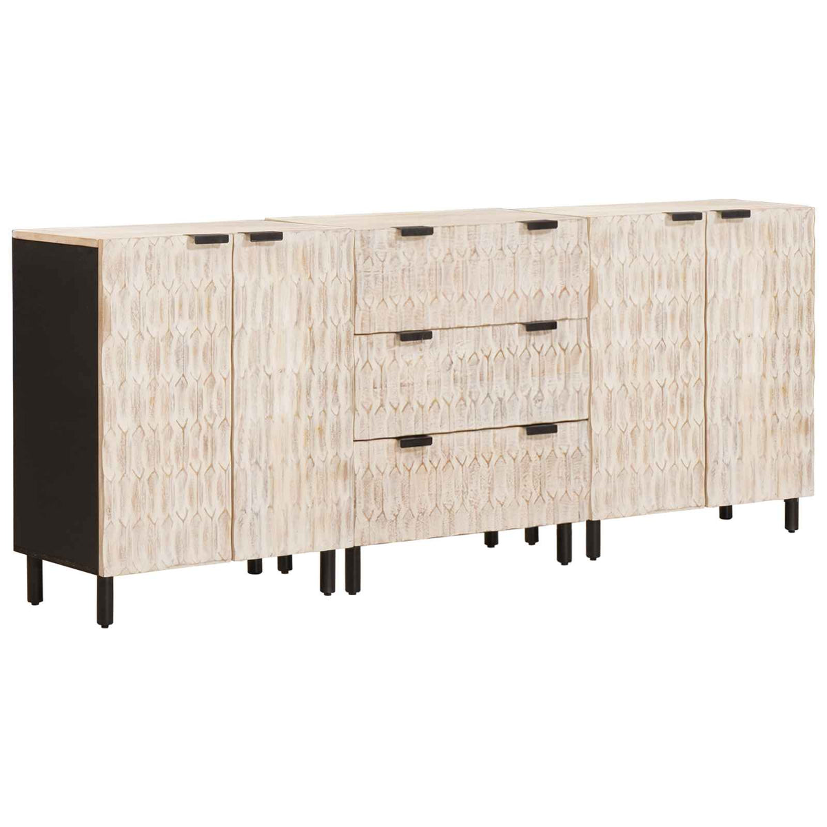 vidaXL Sideboard 3 pcs 60 x 33 x 75 cm Solid Mango Wood
