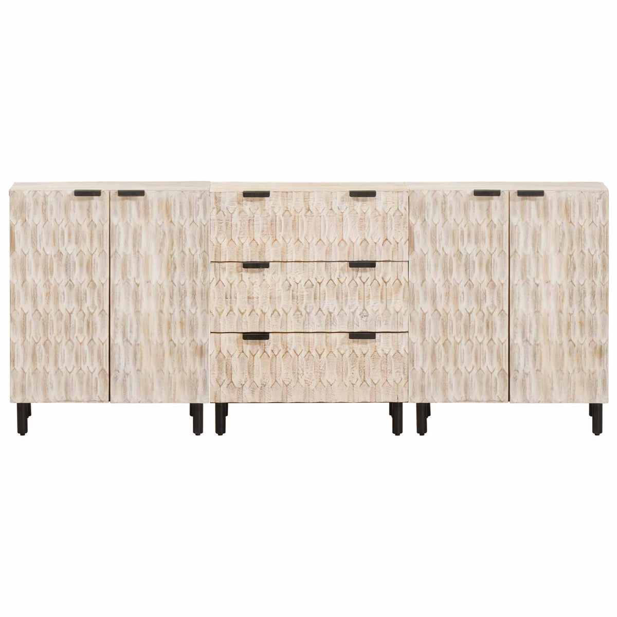 vidaXL Sideboard 3 pcs 60 x 33 x 75 cm Solid Mango Wood