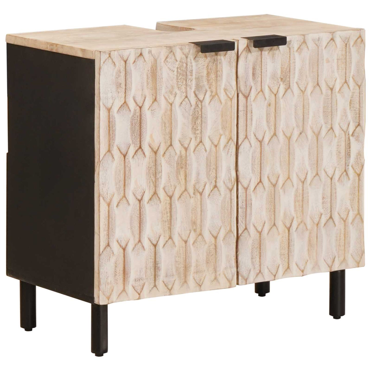 vidaXL Bathroom Sets with Storage White Wash Finish Solid Mango Wood