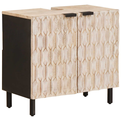 vidaXL Bathroom Sets with Storage White Wash Finish Solid Mango Wood