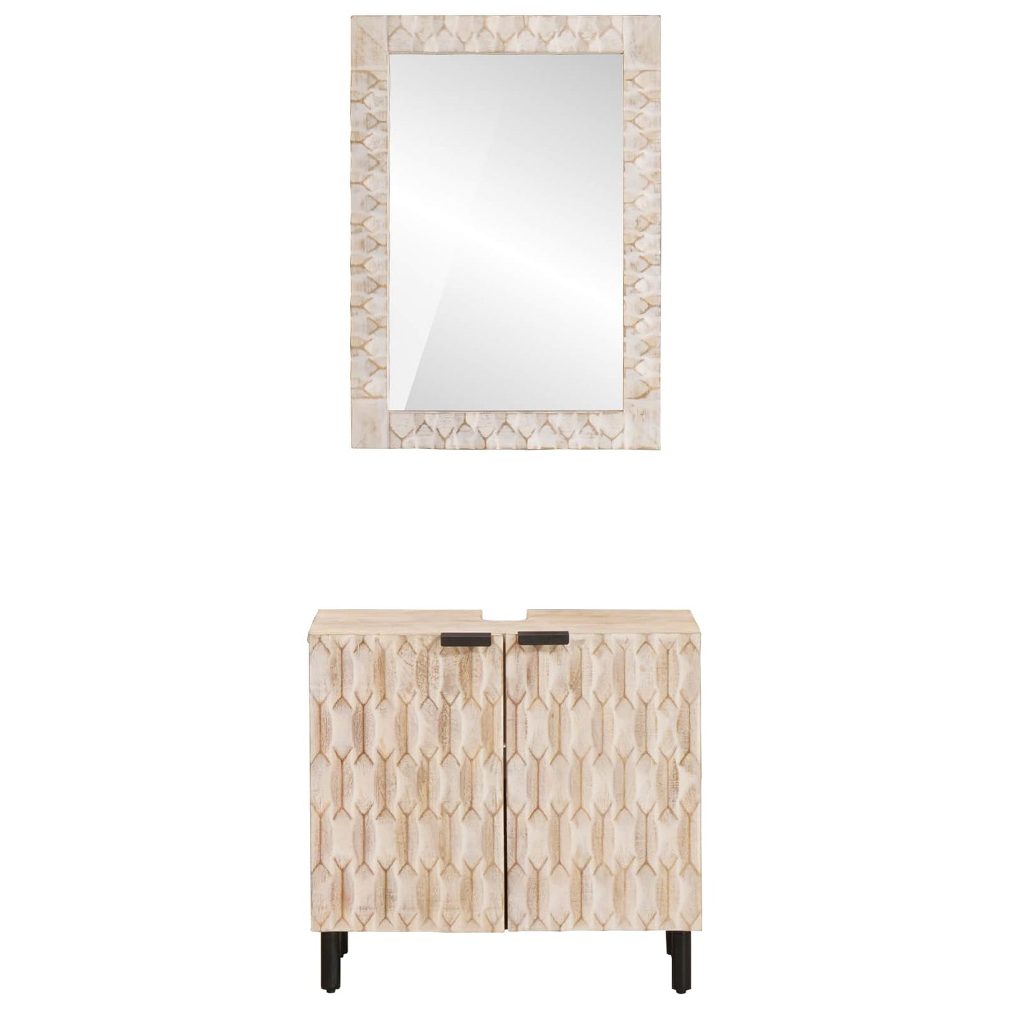vidaXL Bathroom Sets with Storage White Wash Finish Solid Mango Wood
