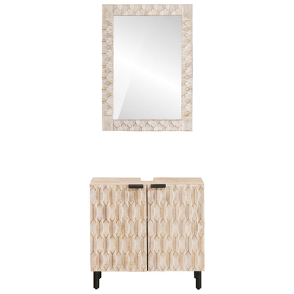 vidaXL Bathroom Sets with Storage White Wash Finish Solid Mango Wood