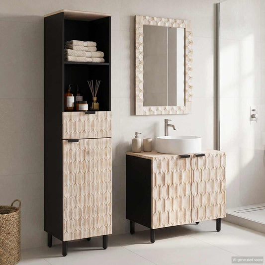 vidaXL Bathroom Sets 3 pcs White Wash Finish Solid Mango Wood