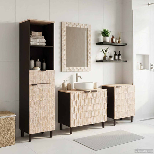 vidaXL Bathroom Sets 4 pcs White Wash Finish Solid Mango Wood