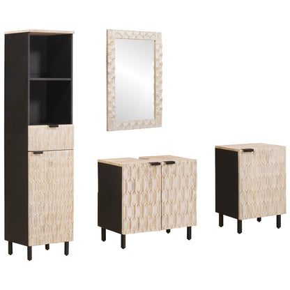 vidaXL Bathroom Sets 4 pcs White Wash Finish Solid Mango Wood