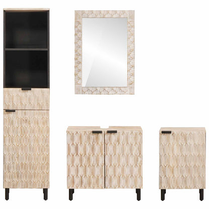 vidaXL Bathroom Sets 4 pcs White Wash Finish Solid Mango Wood