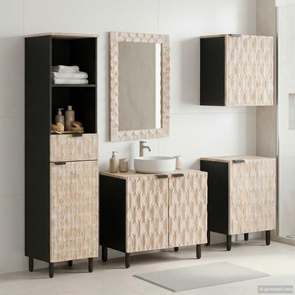 vidaXL Bathroom Sets 5 pcs White Wash Finish Solid Mango Wood
