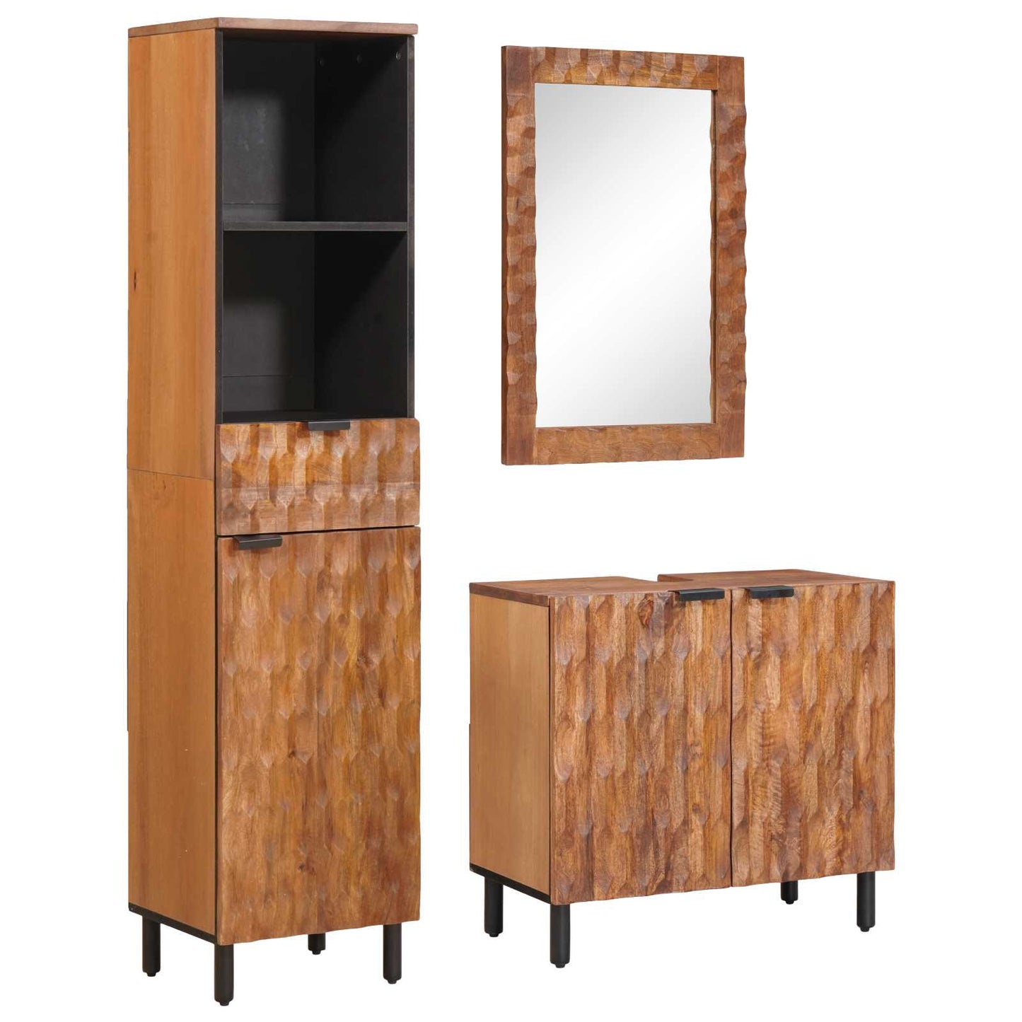 vidaXL Bathroom Sets 3 pcs Acacia Brown Winish Solid Mango Wood