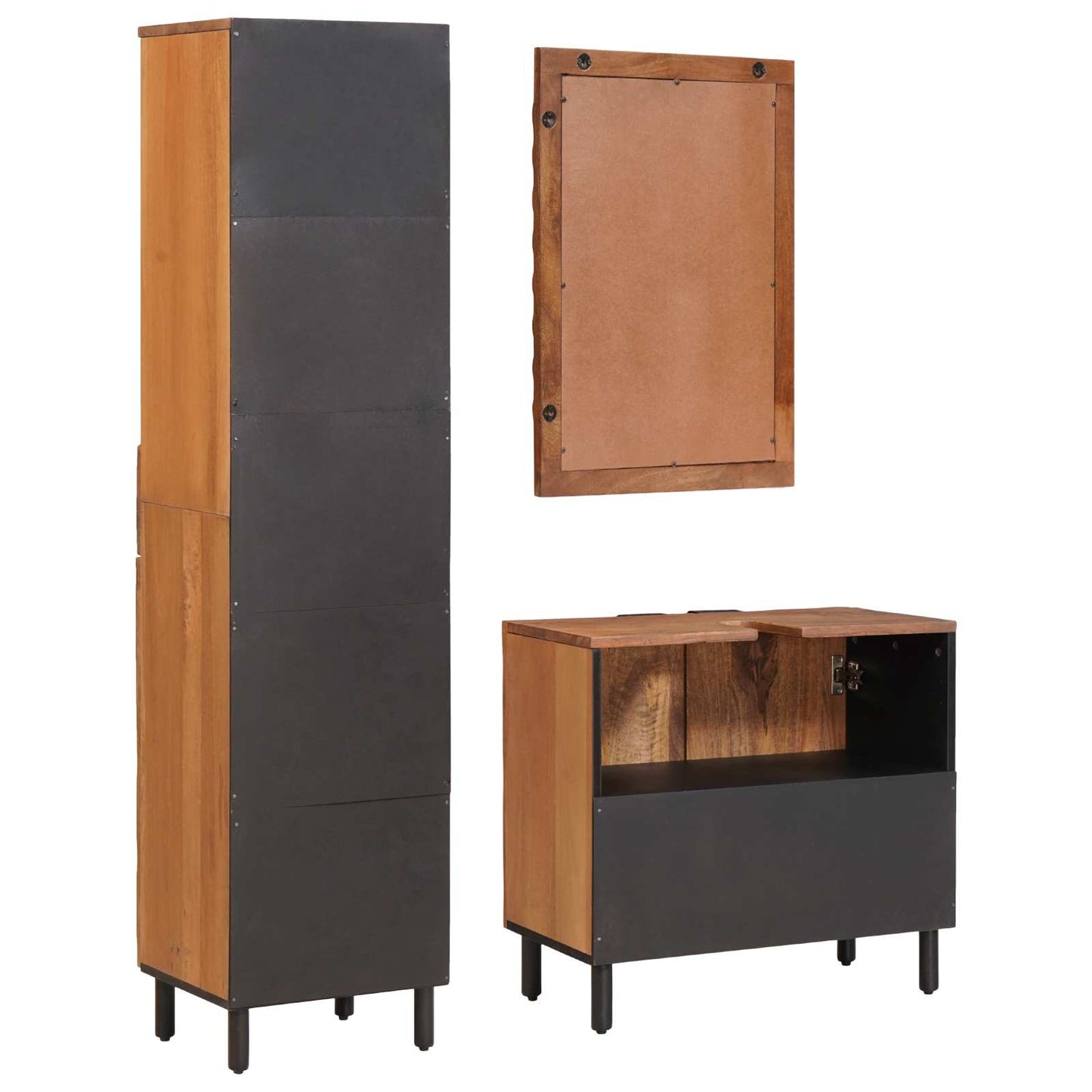 vidaXL Bathroom Sets 3 pcs Acacia Brown Winish Solid Mango Wood