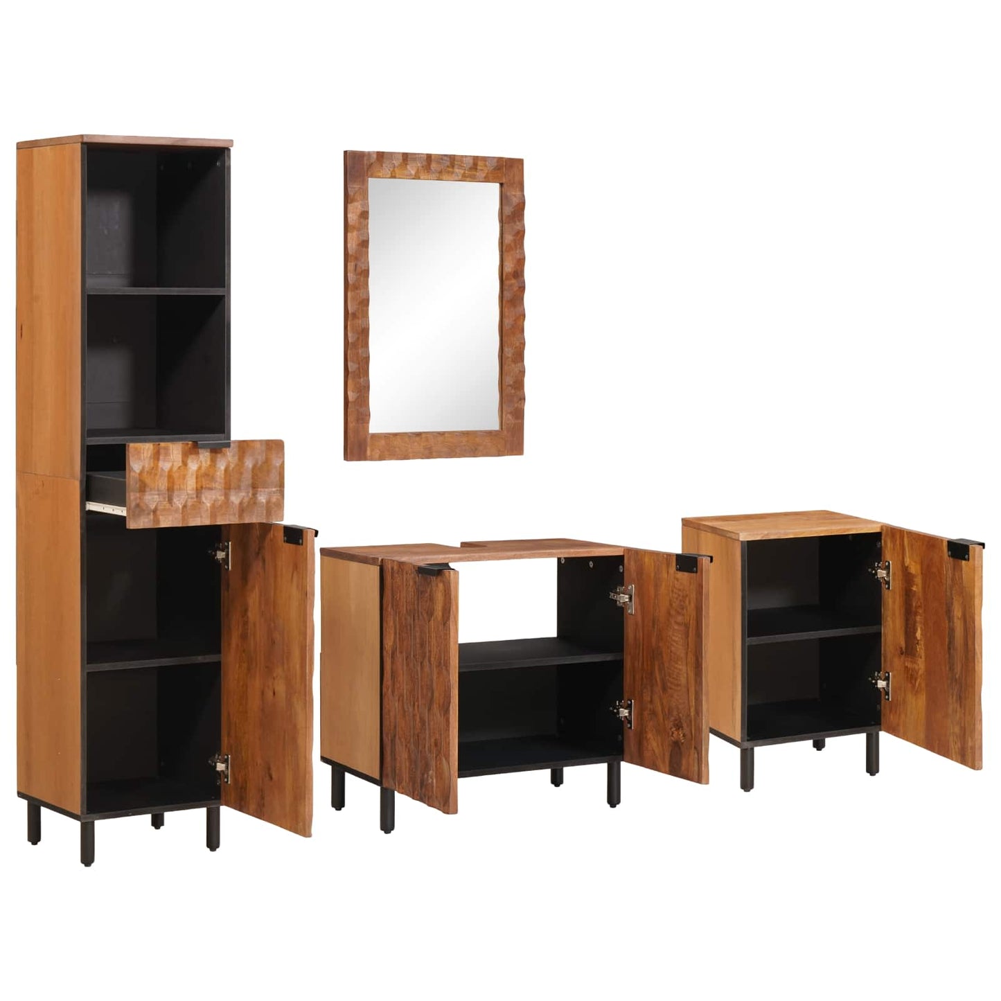 vidaXL Bathroom Sets 4 pcs Acacia Brown Winish Solid Mango Wood
