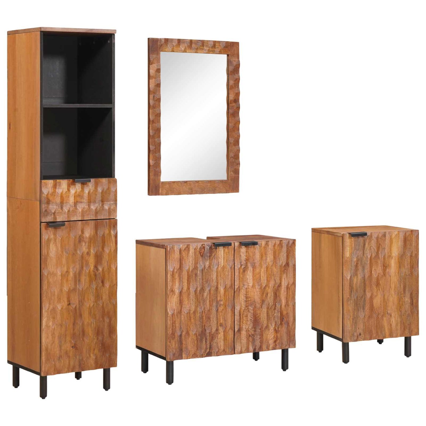 vidaXL Bathroom Sets 4 pcs Acacia Brown Winish Solid Mango Wood