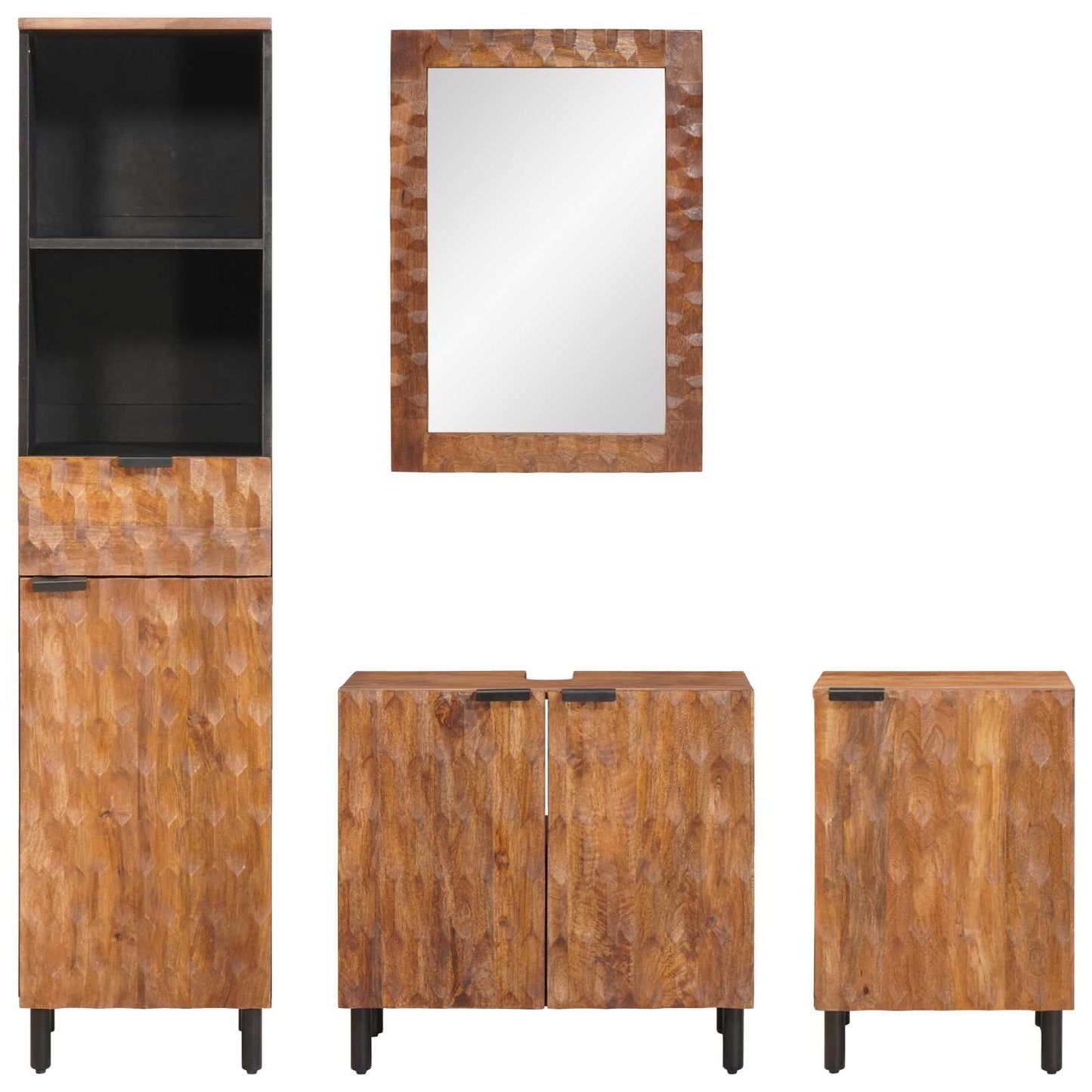 vidaXL Bathroom Sets 4 pcs Acacia Brown Winish Solid Mango Wood