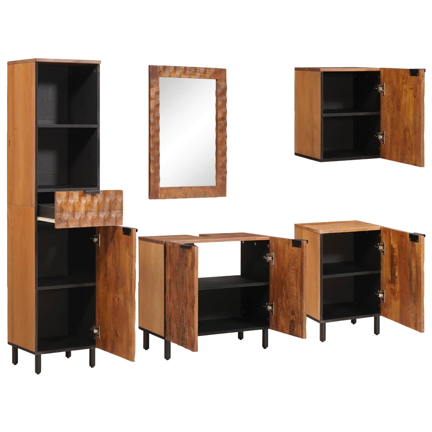 vidaXL Bathroom Sets 5 pcs Acacia Brown Winish Solid Mango Wood