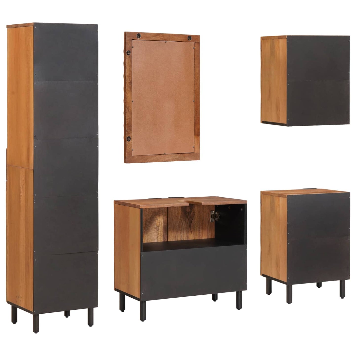 vidaXL Bathroom Sets 5 pcs Acacia Brown Winish Solid Mango Wood