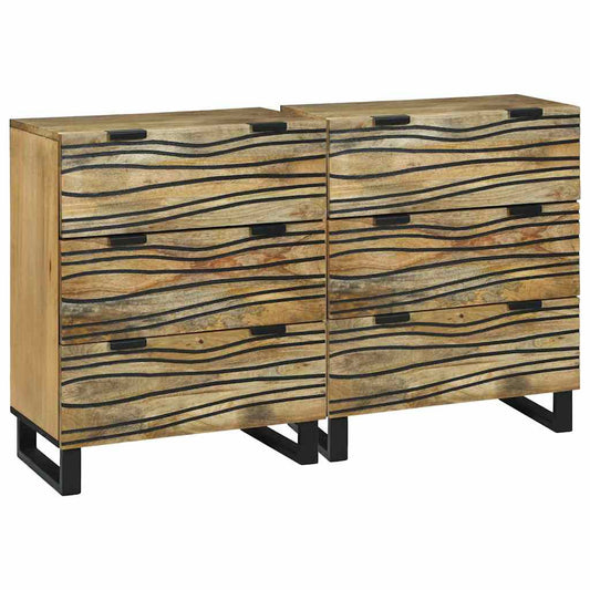 vidaXL Sideboard Set 2 pcs Natural 120 x 33.5 x 75 cm Solid Mango Wood