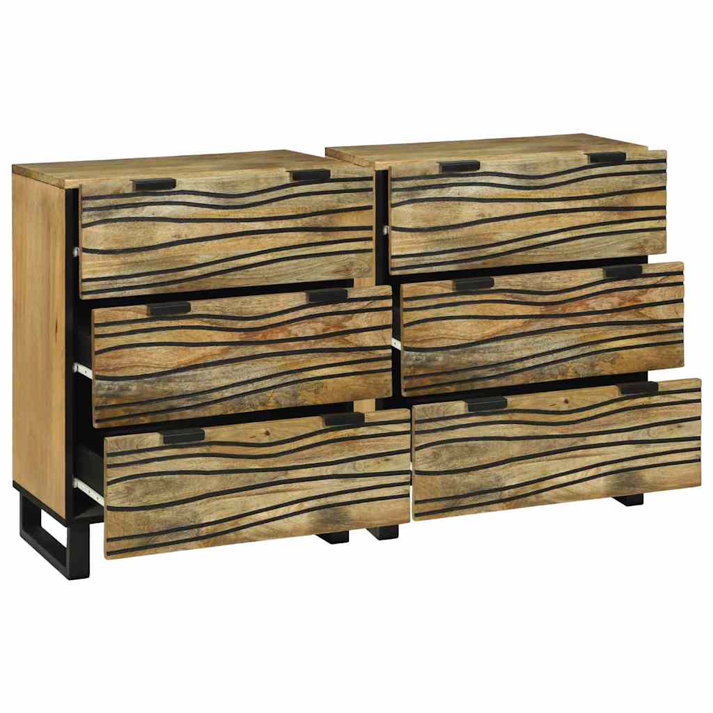 vidaXL Sideboard Set 2 pcs Natural 120 x 33.5 x 75 cm Solid Mango Wood
