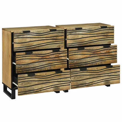 vidaXL Sideboard Set 2 pcs Natural 120 x 33.5 x 75 cm Solid Mango Wood