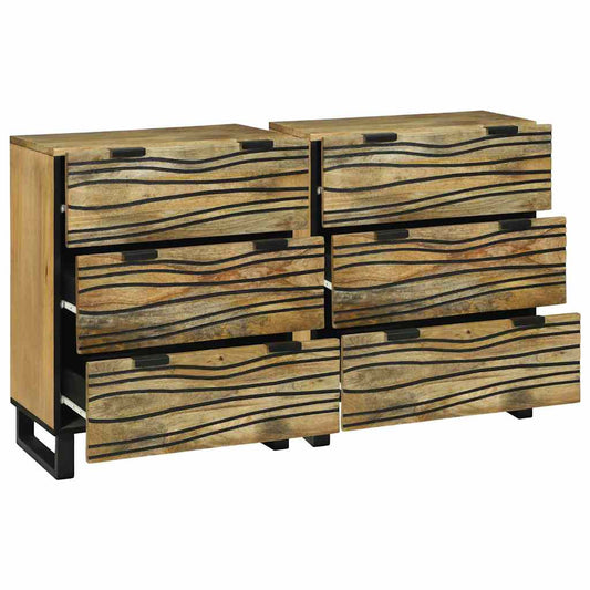 vidaXL Sideboard Set 2 pcs Natural 120 x 33.5 x 75 cm Solid Mango Wood