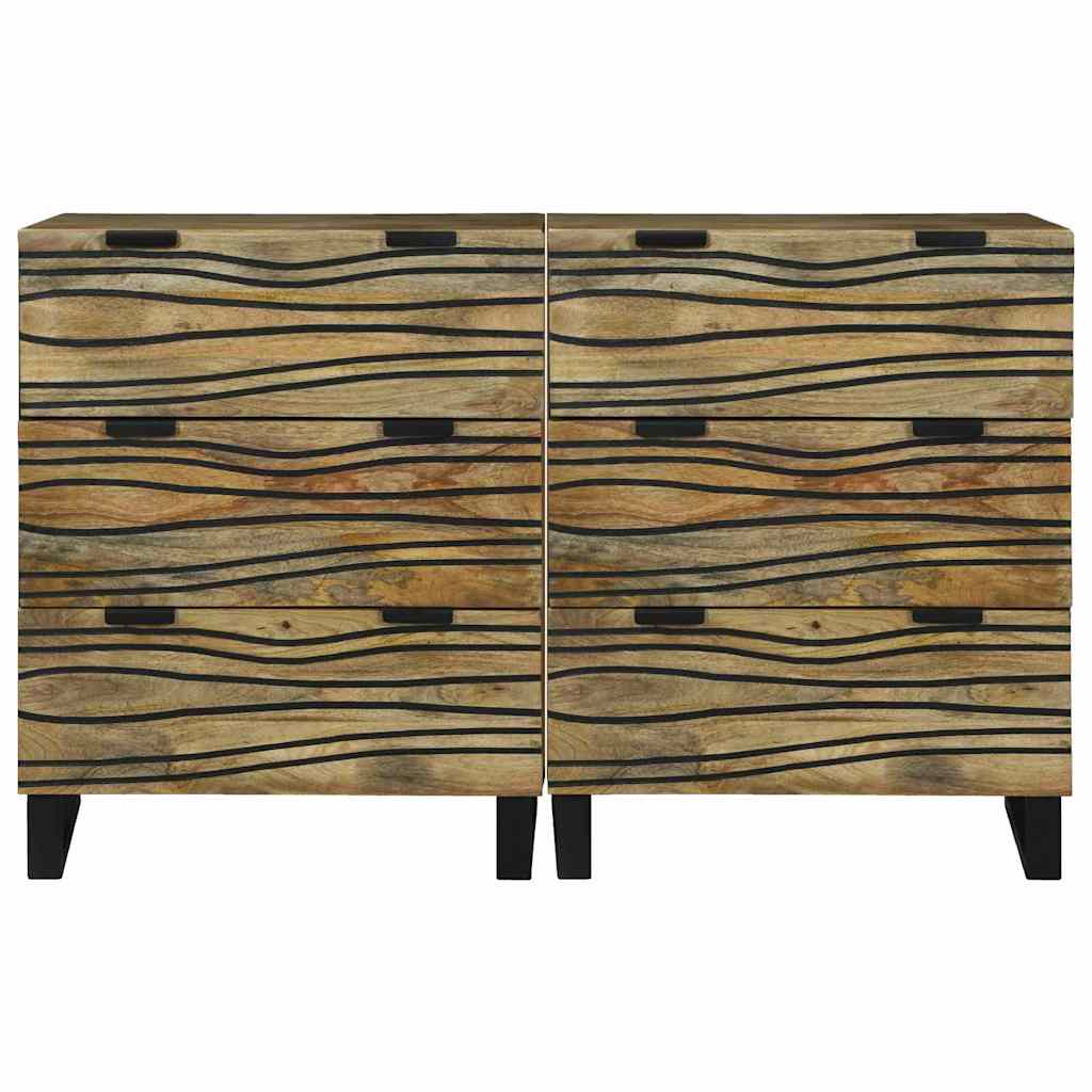 vidaXL Sideboard Set 2 pcs Natural 120 x 33.5 x 75 cm Solid Mango Wood