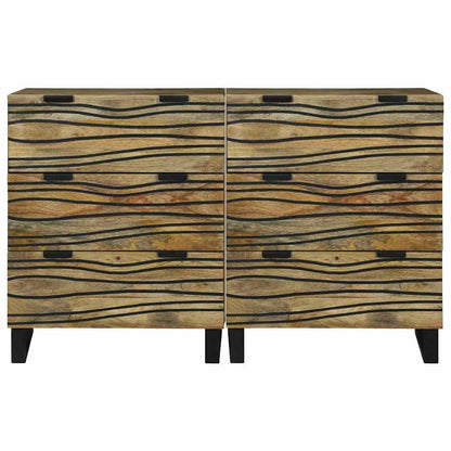 vidaXL Sideboard Set 2 pcs Natural 120 x 33.5 x 75 cm Solid Mango Wood