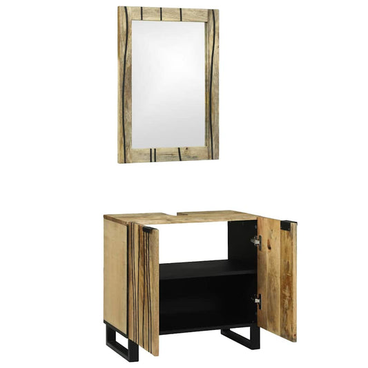 vidaXL Bathroom Cabinet Set 2 pcs Natural Solid Mango Wood