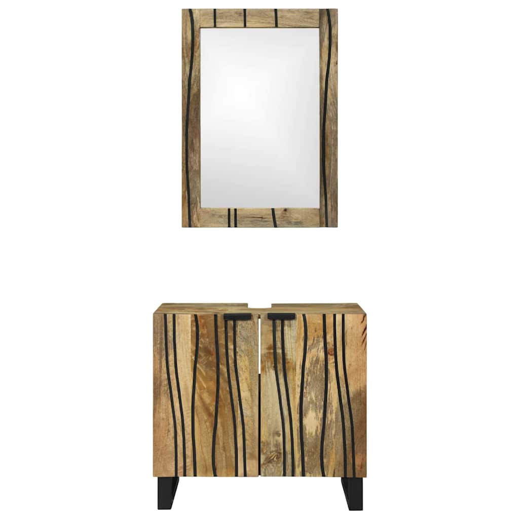 vidaXL Bathroom Cabinet Set 2 pcs Natural Solid Mango Wood