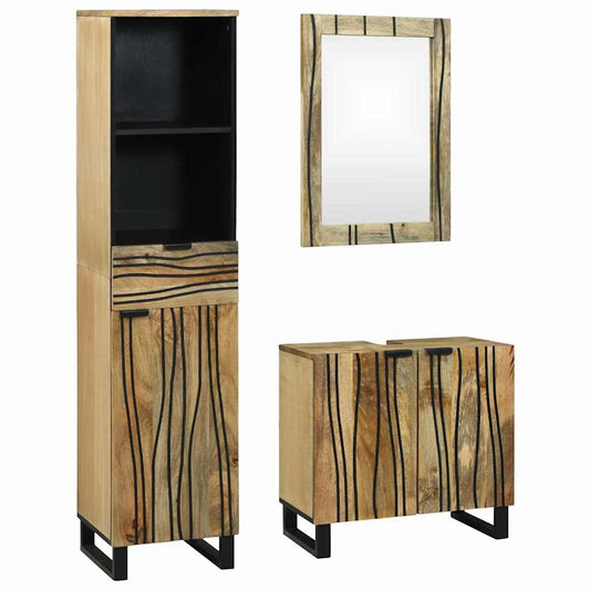 vidaXL Bathroom Furniture Set with Drawer 3 pcs Brown Engineered Wood