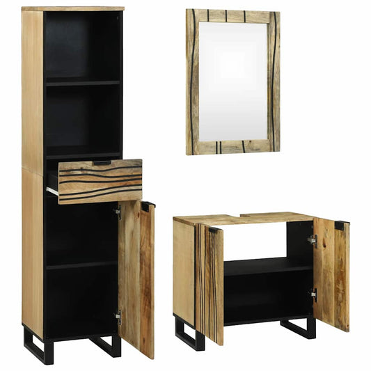 vidaXL Bathroom Furniture Set with Drawer 3 pcs Brown Engineered Wood