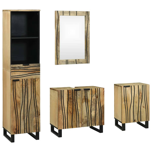 vidaXL Bathroom Furniture Set with Drawer 4 pcs Brown Engineered Wood