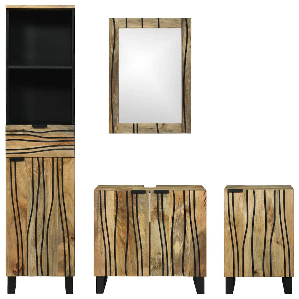 vidaXL Bathroom Furniture Set with Drawer 4 pcs Brown Engineered Wood