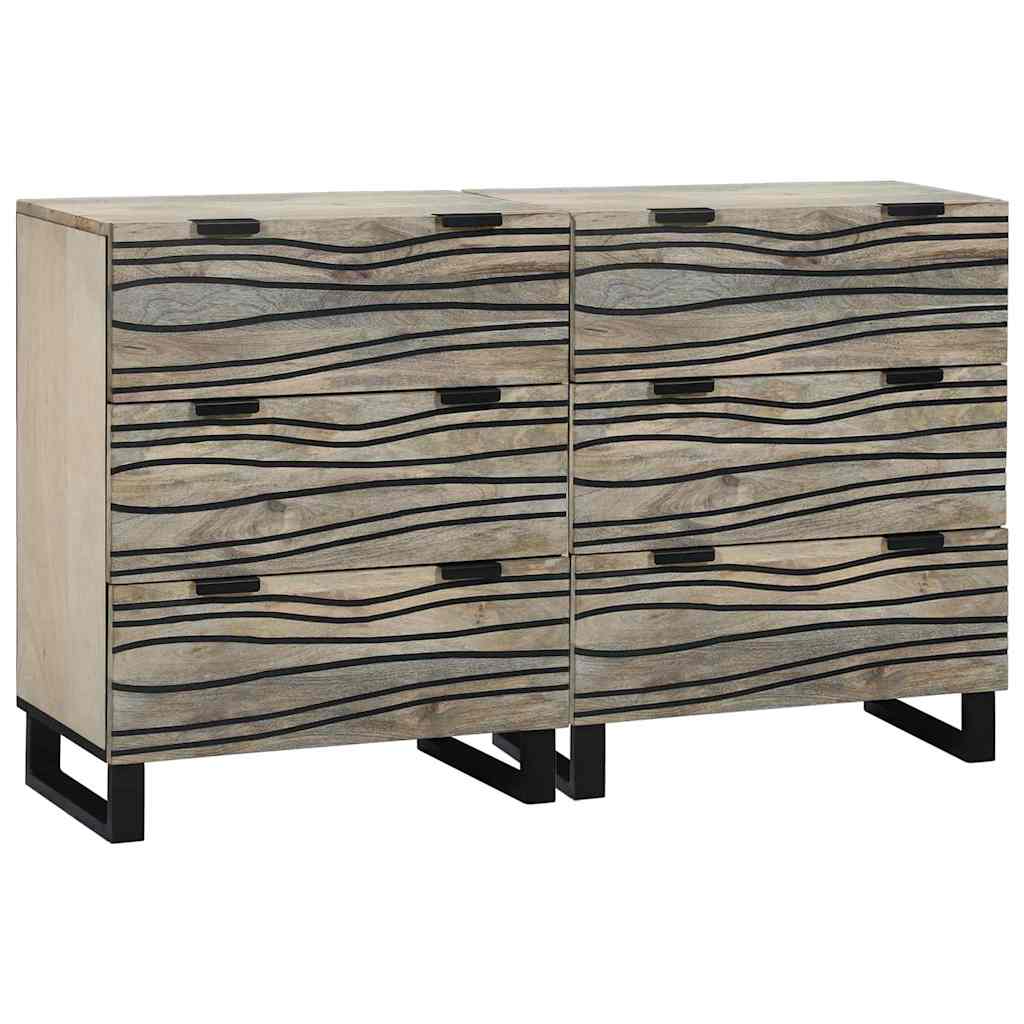 vidaXL Sideboard Set 2 pcs White 120 x 33.5 x 75 cm Solid Mango Wood
