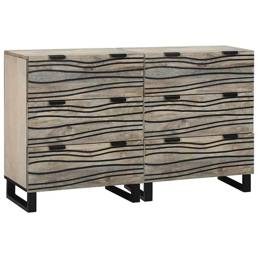 vidaXL Sideboard Set 2 pcs White 120 x 33.5 x 75 cm Solid Mango Wood