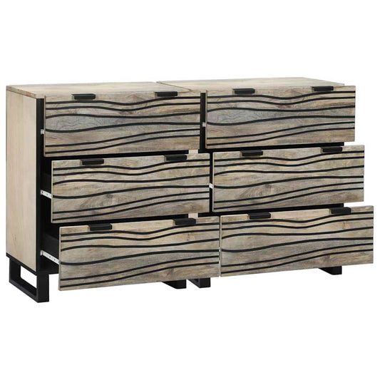 vidaXL Sideboard Set 2 pcs White 120 x 33.5 x 75 cm Solid Mango Wood